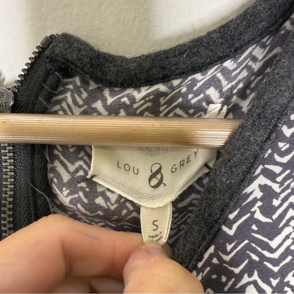 Lou & Grey Black White Print Long Sleeve Dress Size Small - Picture 5 of 6